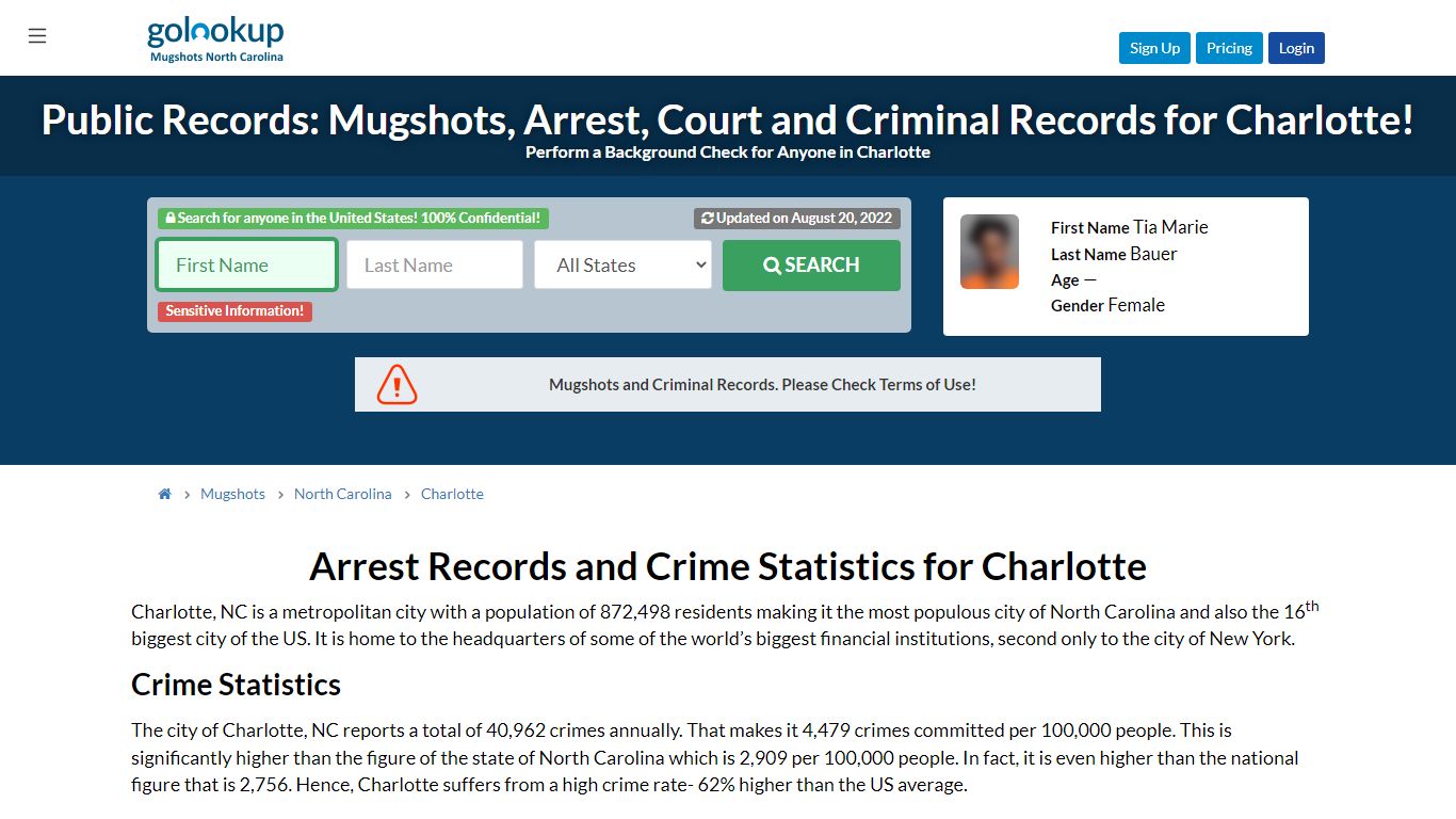 Mugshots Charlotte, Arrest Records Charlotte - GoLookUp