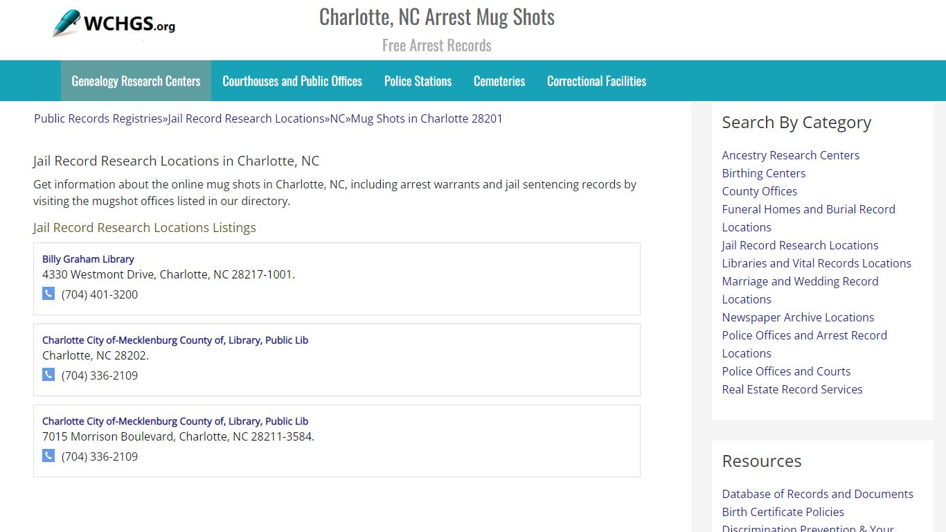 Charlotte, NC Arrest Mug Shots - Free Arrest Records - WCHGS.org
